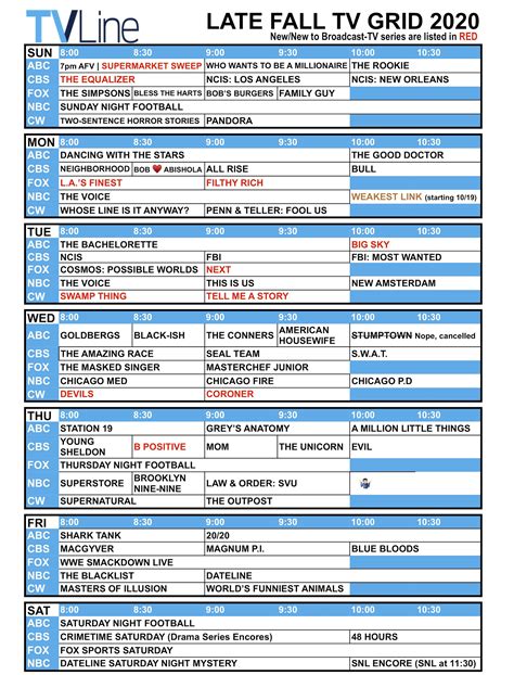 start tv schedule for today